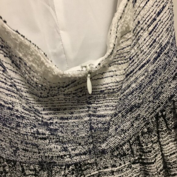 Amy Matto New York Dittered Blue & White Open Back Halter Dress - Picture 8 of 16